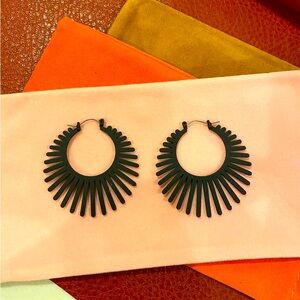 Black Sunburst Hoop Earrings